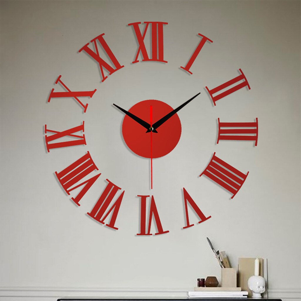 Frameless DIY Wall Mute Clock 3D Mirror Surface Sticker Home Office Decor 3d Wall Clock Living Room Quartz Needle Diy Clock