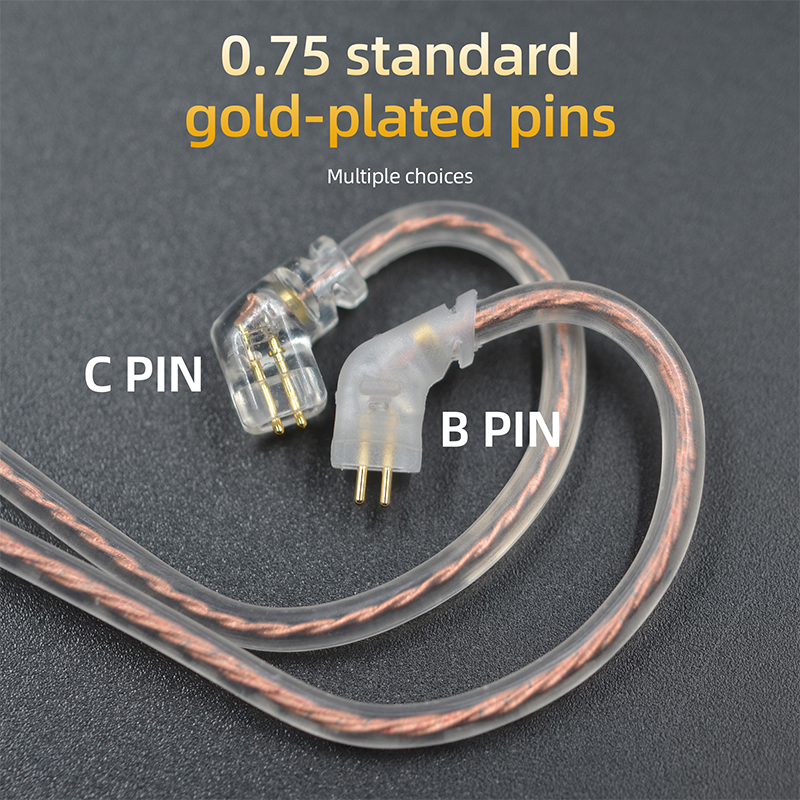 Cable plano de actualización KZ ZS10 ZSN EDX Pro de cobre libre de oxígeno de alta pureza, 2 pines, 0,75/0,78mm, Pin B/C, alambre OFC plateado de 3,5mm