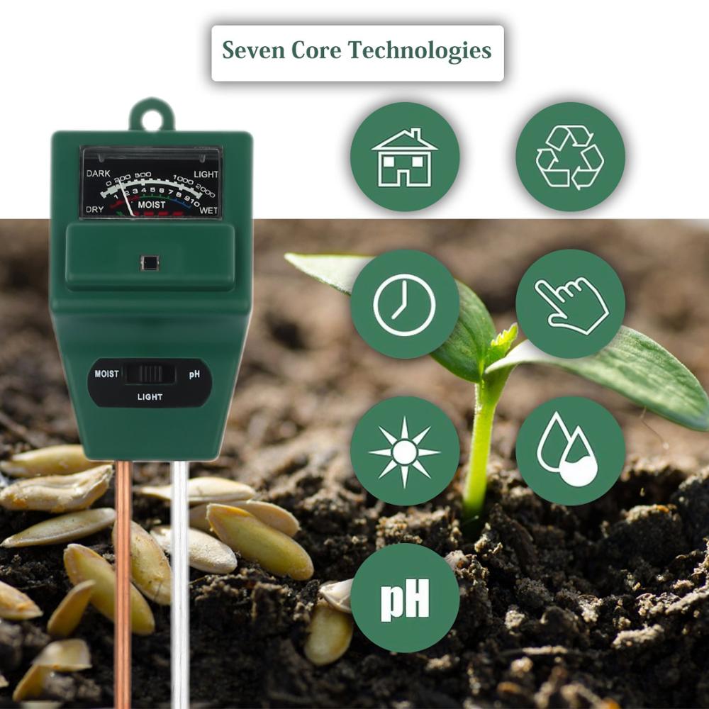 3 in 1 Soil Tester Light Temperature Moisture Acidity PH Meter Soil Meter Test Kit No Battery Required