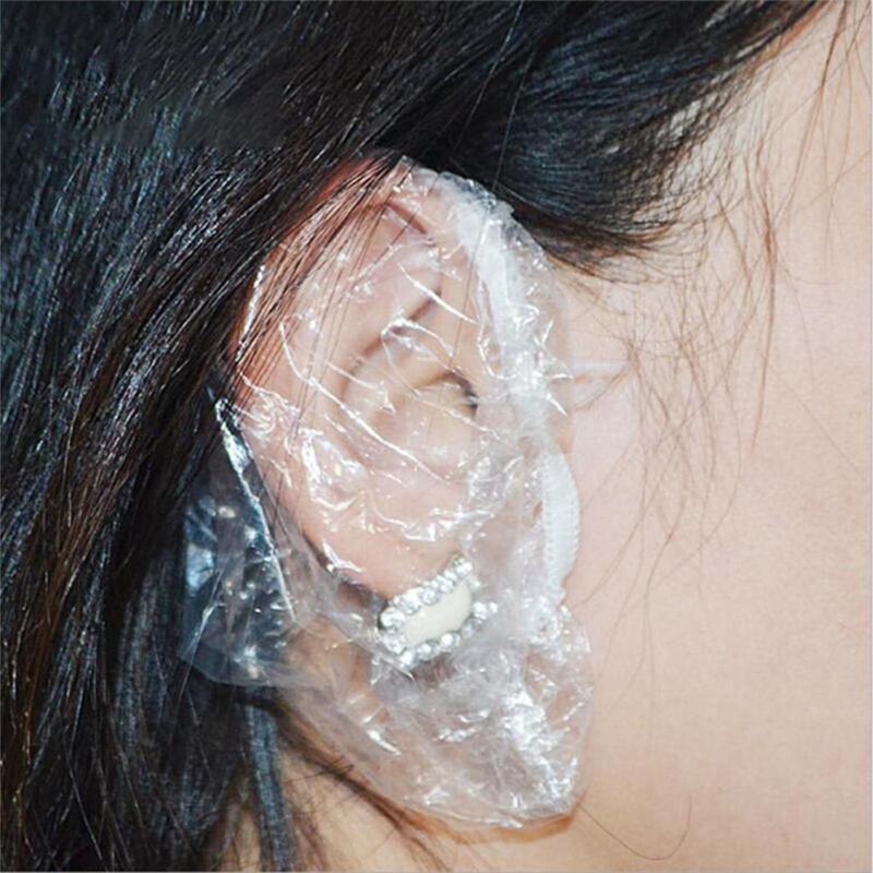 Engangs ørebetræk 100 stk / lot pretty pro frisørsalon klare ørebeskyttelser brusebad vandtæt hårfarve ørebeskyttelsesdæksler