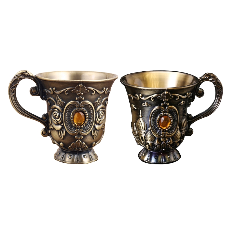 Mini Spirits Wine Glasses Cup 30ml Retro Embossed Rose Castle Drinking Cups