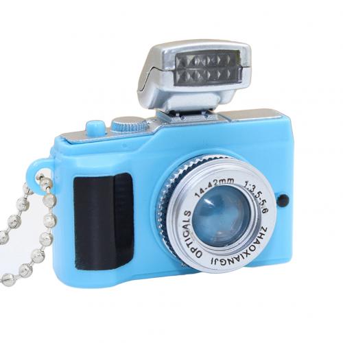 Mini Camera LED Keychain Key Ring Toy with Flashlight Sound Bag Phone Pendant: Blue