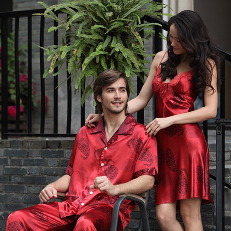 Pyjama en Satin de soie à manches courtes pour homme, ensemble de vêtements de nuit pour la maison, directe