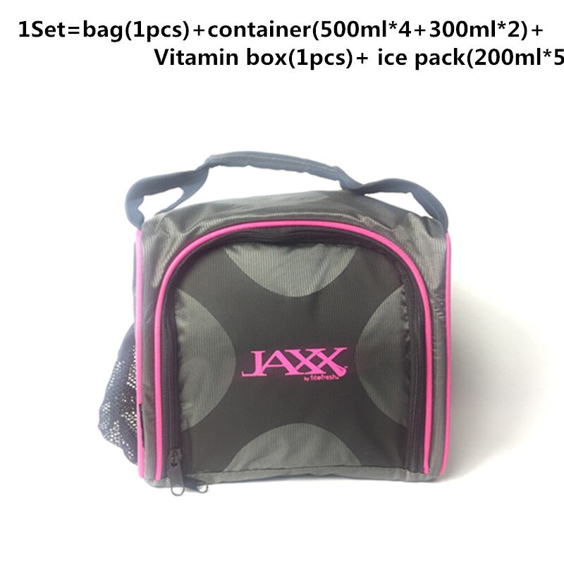 Waterproof Picnic food lunch ice bag insulated Portable Fabric Thermal Cooler Bag Volume Storage Bag include plastic box: large set pink