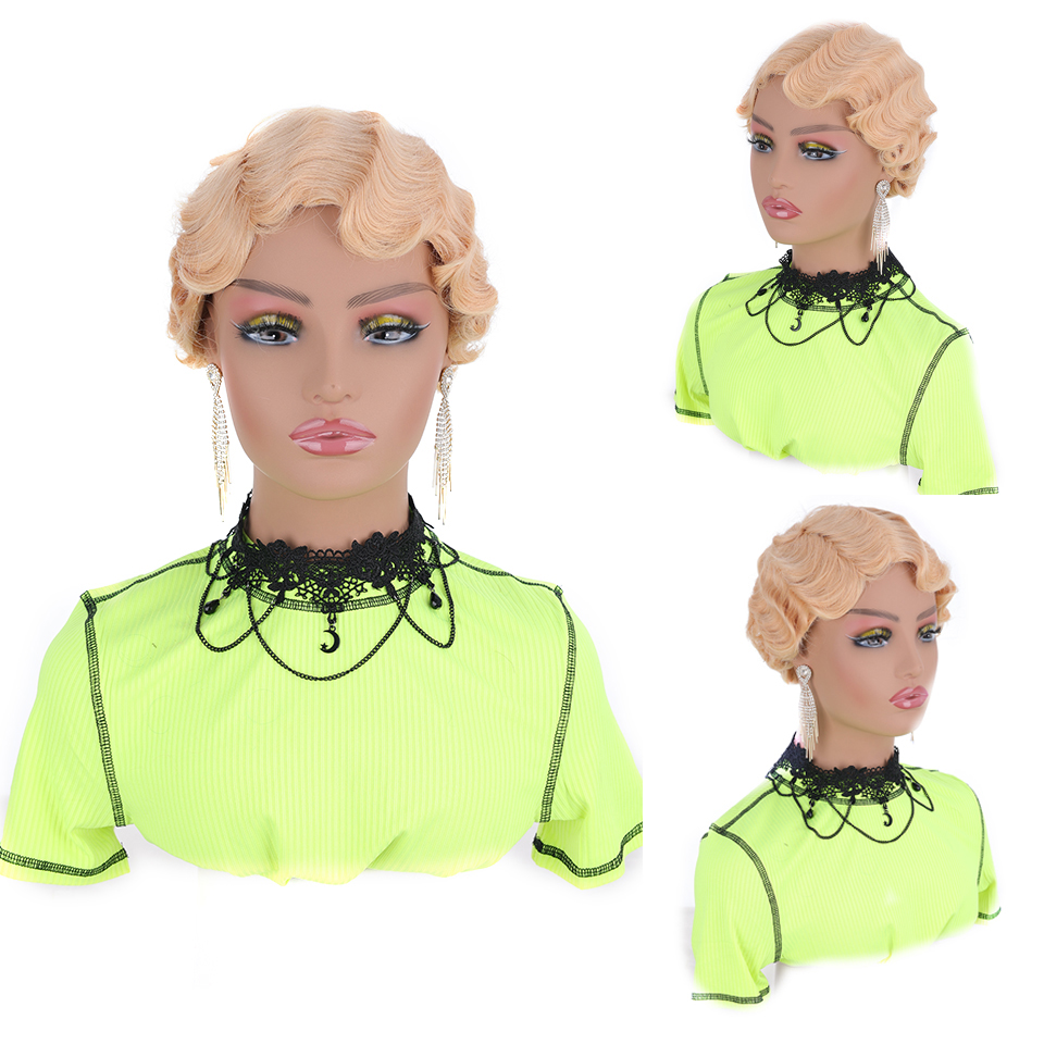 SEEANO – perruque synthétique Afro courte noire 6 pouces pour femmes noires, Blonde rouge violet rose blanc vert, perruque de Cosplay résistante à la chaleur: 1B/30HL