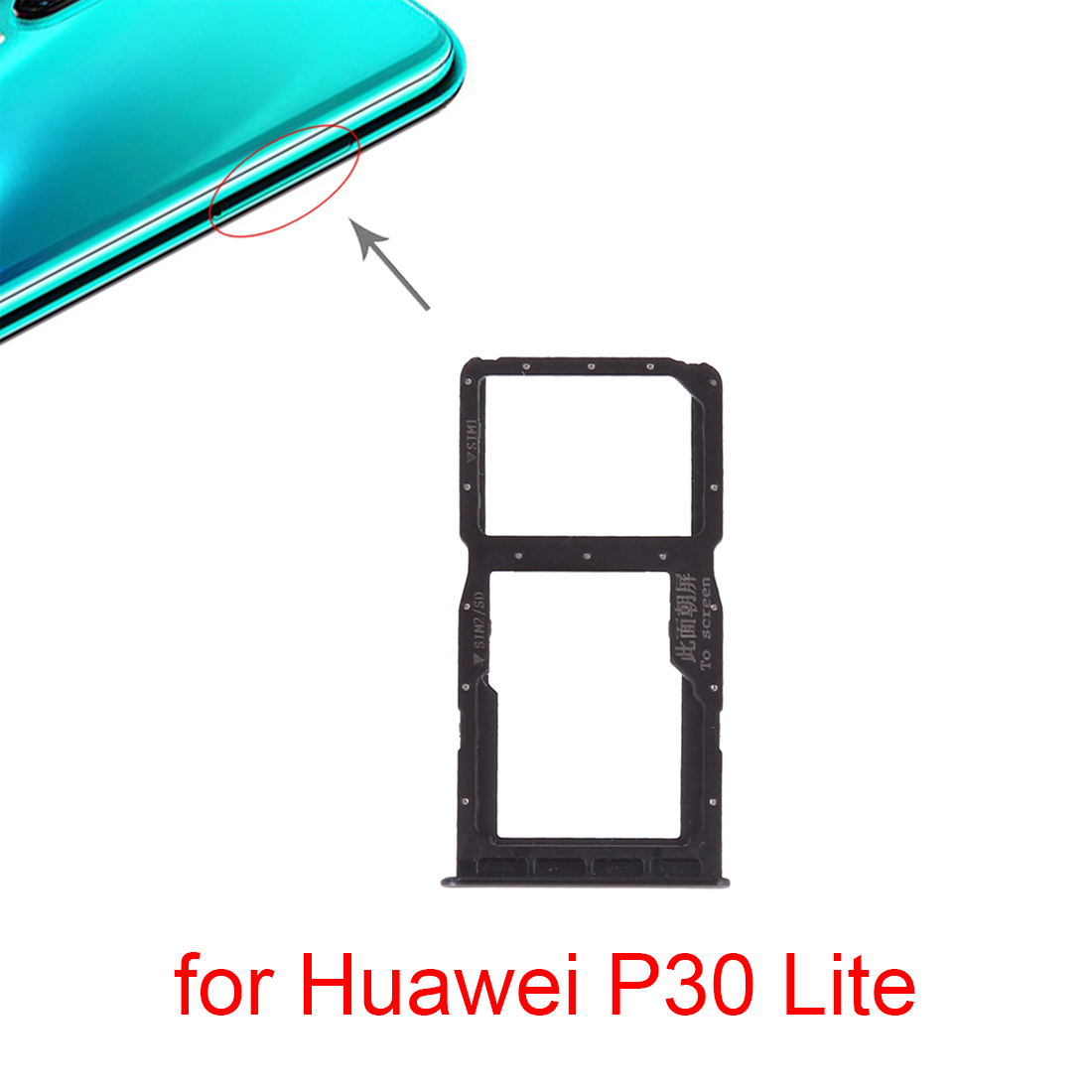 Für Huawei P30 Lite SIM Karte Tray + SIM Karte Tray / Micro SD Karte für Huawei P30 Lite