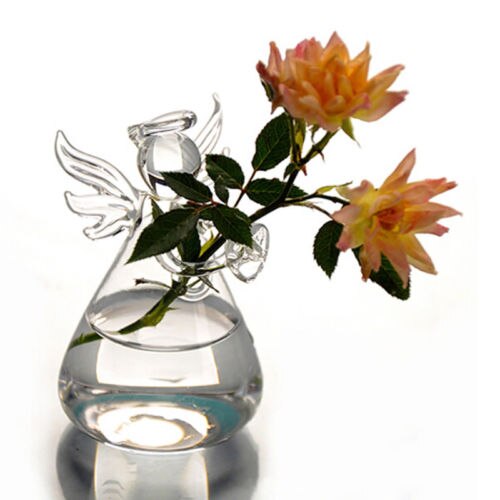 1Pcs Glazen Vazen Angel Vorm Bloem Plant Opknoping Vaas Home Office Wedding Decor Vazen: 7.5x12cm