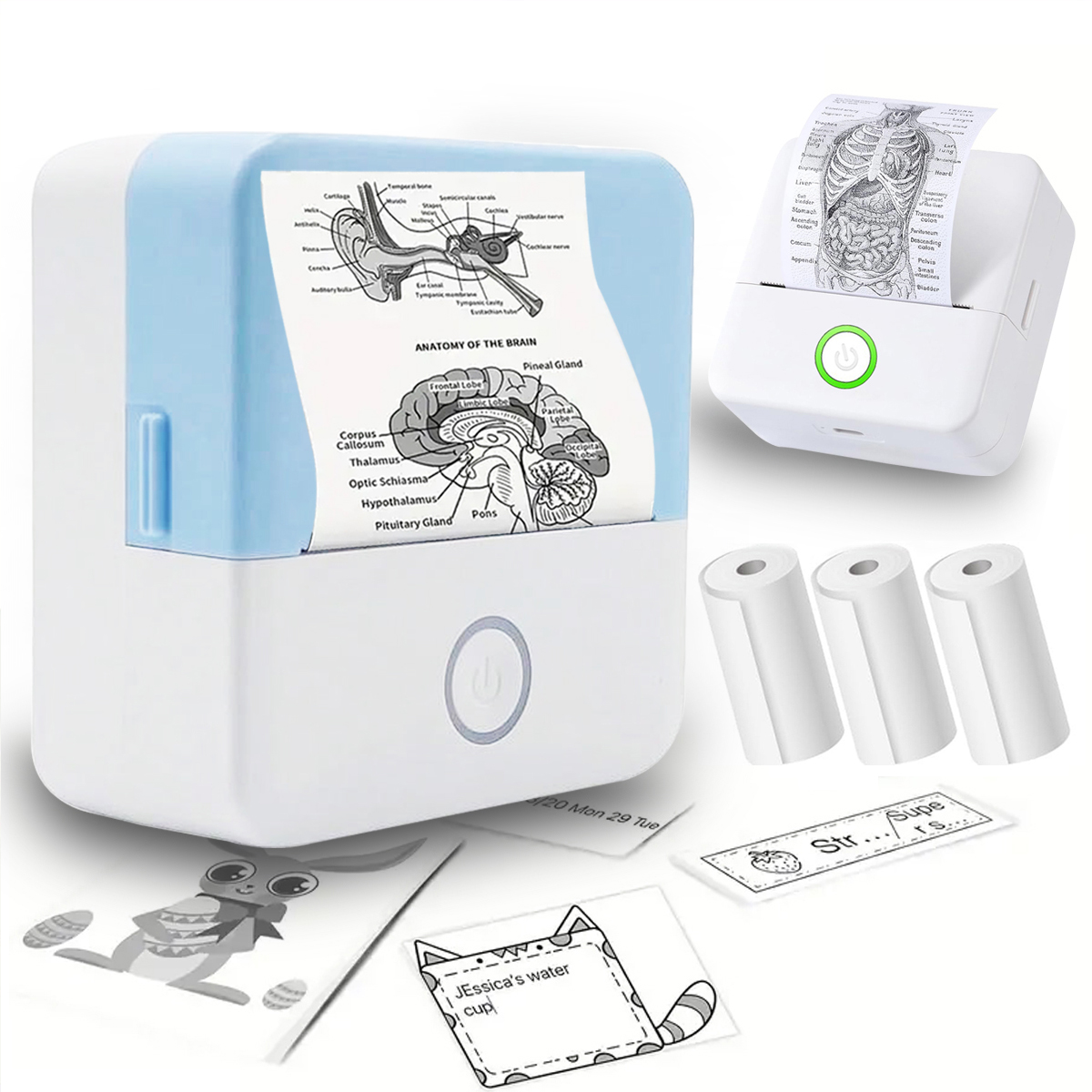 Mini Portable Printer Thermal Printing Sticker Wireless Inkless Mini Pocket Printer Self-adhesive Label Printer Photo Printer