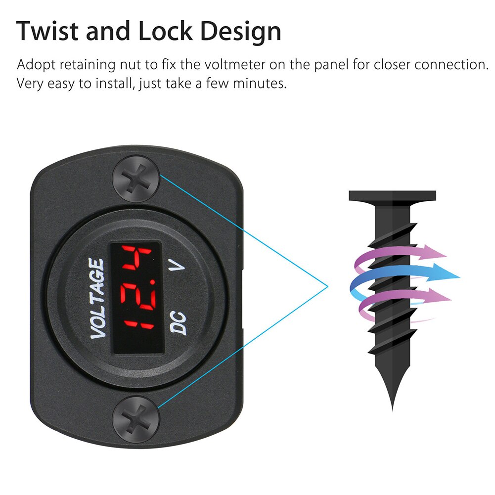 Voltmeter Car Motorcycle Portable Durable Battery Gauge Easy To Use Universal Led 12-24V Digital