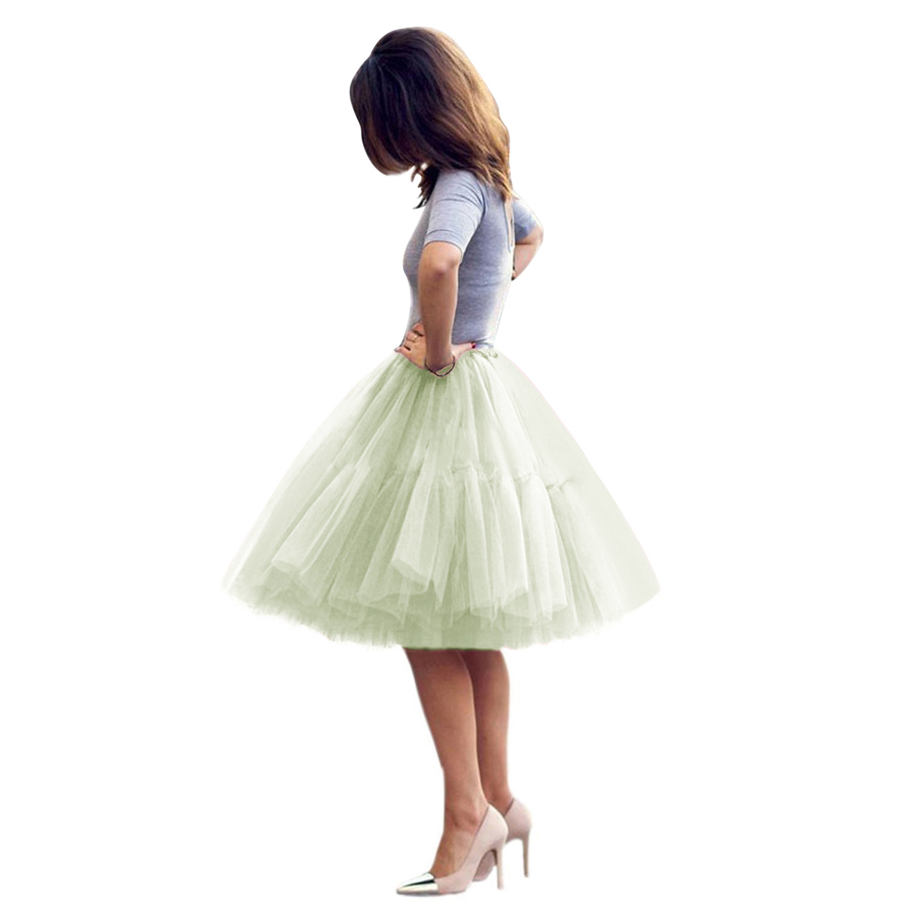 Faldas de tul multicapa hinchadas para mujer, falda elástica hasta la rodilla de tul para mujer, falda tutú de princesa corta para niña, 2024: Azul