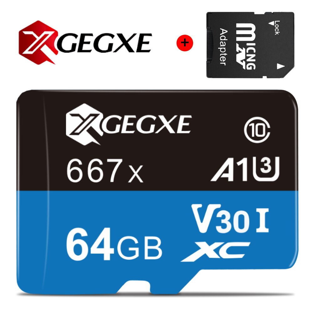 Xgegxe 667x Geheugenkaart 16 Gb 32 Gb 64 Gb 256 Gb Micro Sd Kaart 128 Gb High Speed Flash kaart A1 U1 Class10 V30 Ik Hc Voor Smartphone Pc: 64GB with gift