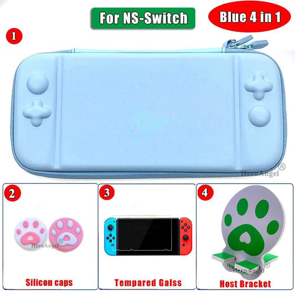 Funda protectora rosa para Nintendo Switch, bolsa de almacenamiento rígida, accesorios para mando: SwitchBlue