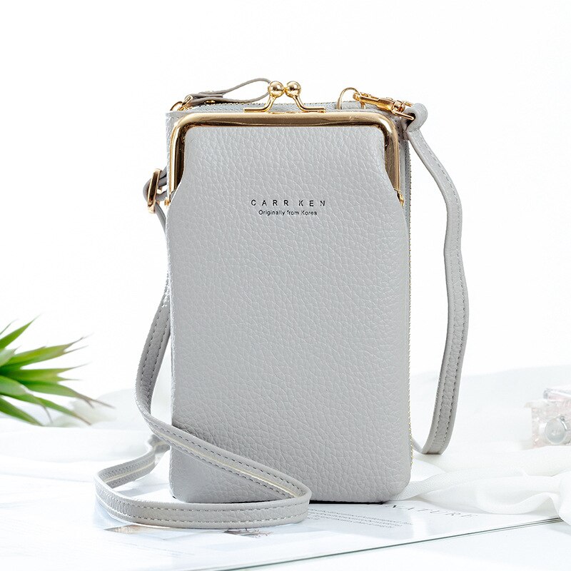 Phone Bag Pu Lederen Grote Capaciteit Reizen Draagbare Schoudertas Dames Crossbody Tas Mode Messenger Bag: Grijs