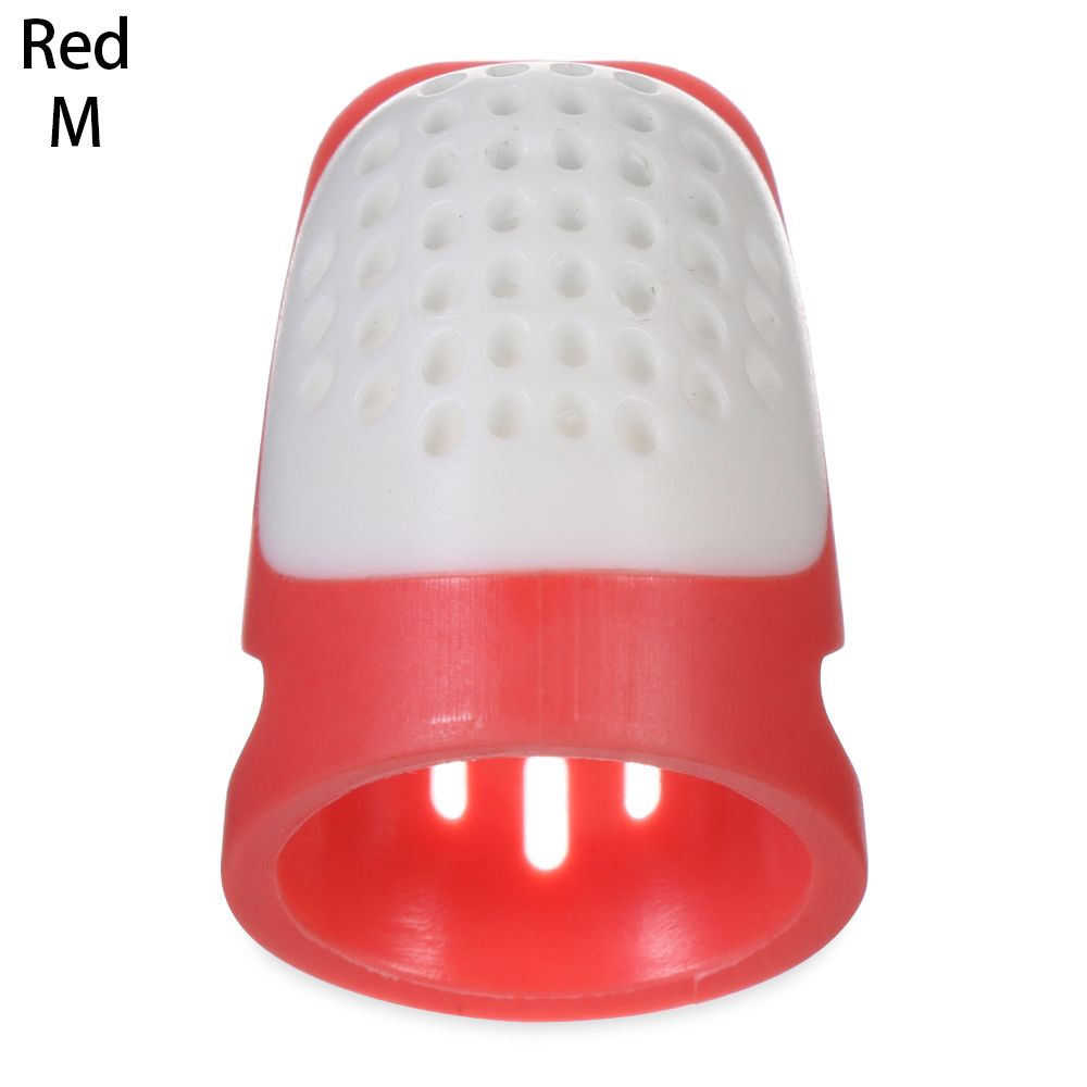 Dedal multifuncional semiabierto para dedos, dedal de silicona transpirable, protector, accesorios de costura para manualidades, 1 ud.: red-M