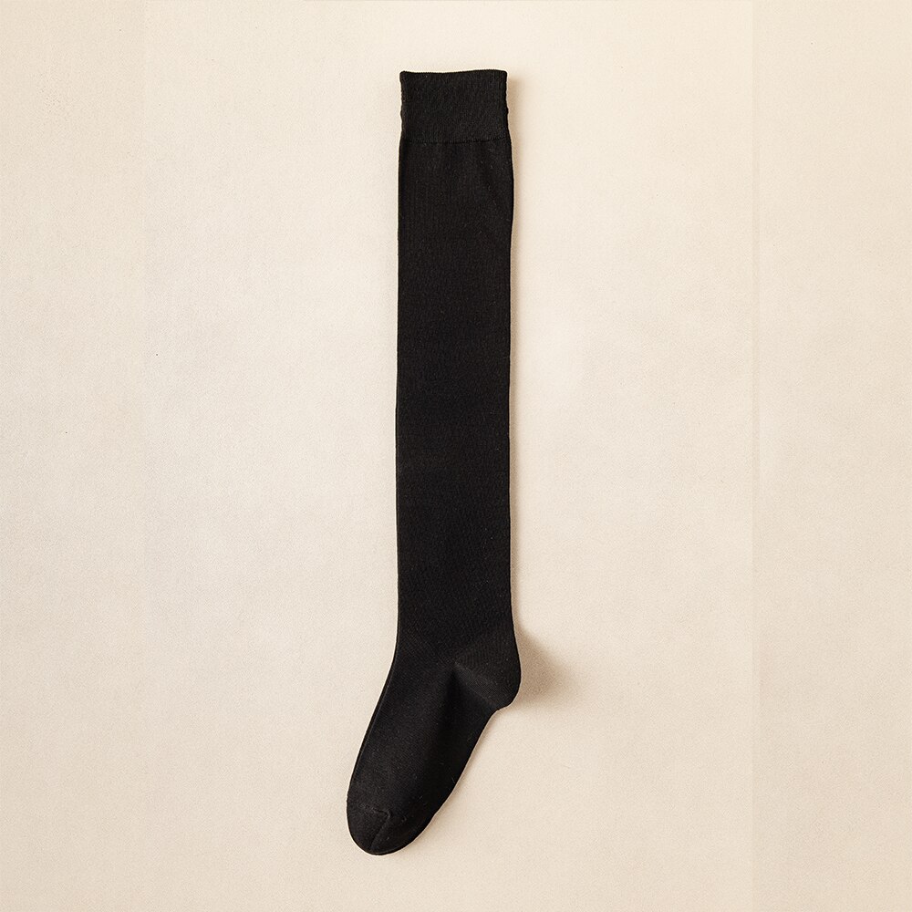 Salina Vrouwen Sokken Katoen Buis Over De Knie Winter Lente Jaar Effen Kleur Mode Persoonlijkheid Leisure Sport Comfortabele: Black