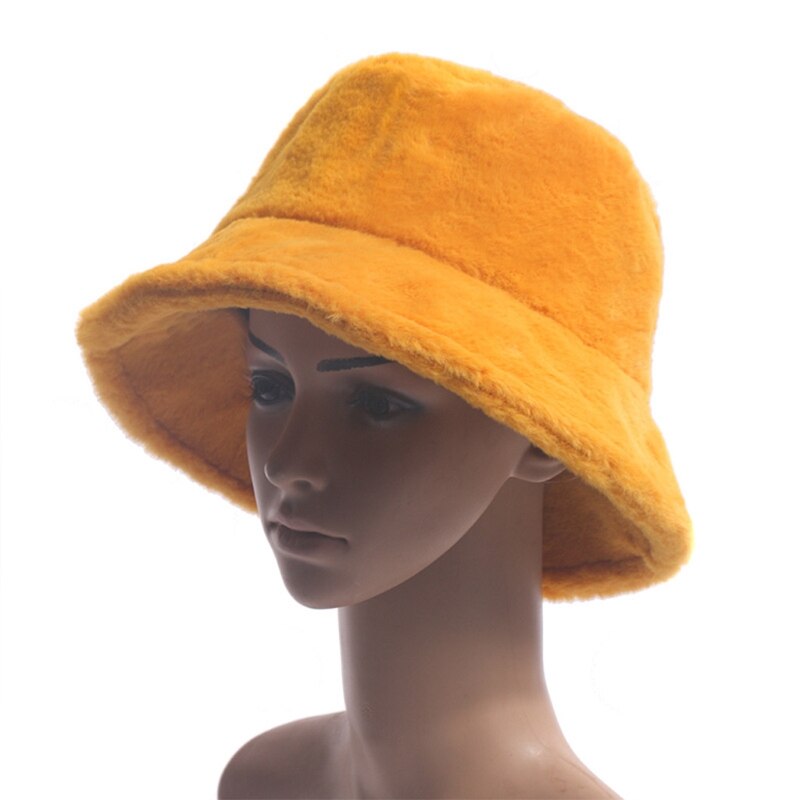 Kvinder vinter fuzzy plys bøttehat ørevarmer rund top vindtæt fisherman cap  lx9e