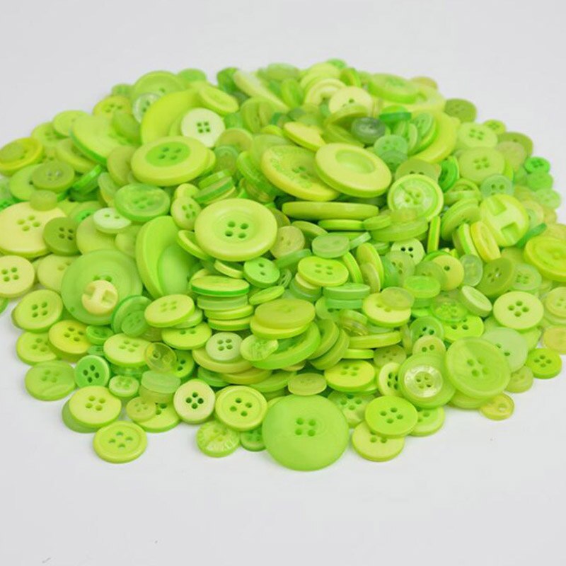 600 stuks 2-gaten/4-holes Ronde plastic knop groen serie gemengde kleur hars knop kleding accessoires voor kleding DIY