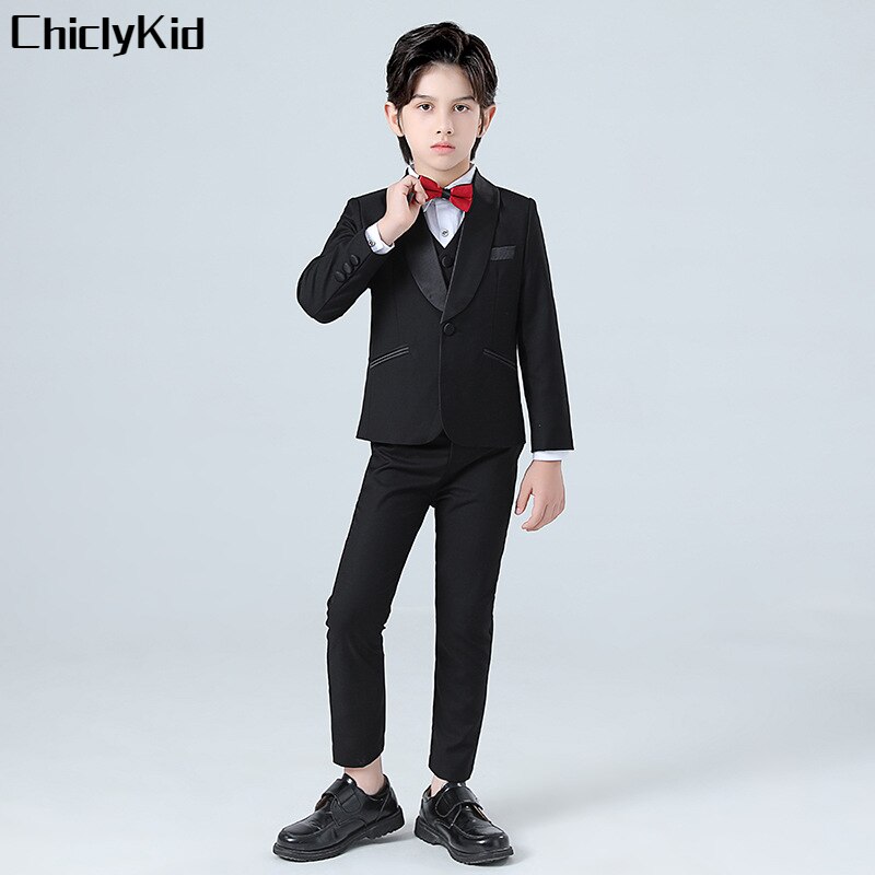 Boys Wedding Suit Moring Coat Teen Gentlemen Kids Formal Tuxedo Dress Child Party Blazer Vest Bowtie Pant Toddler Clothes Sets