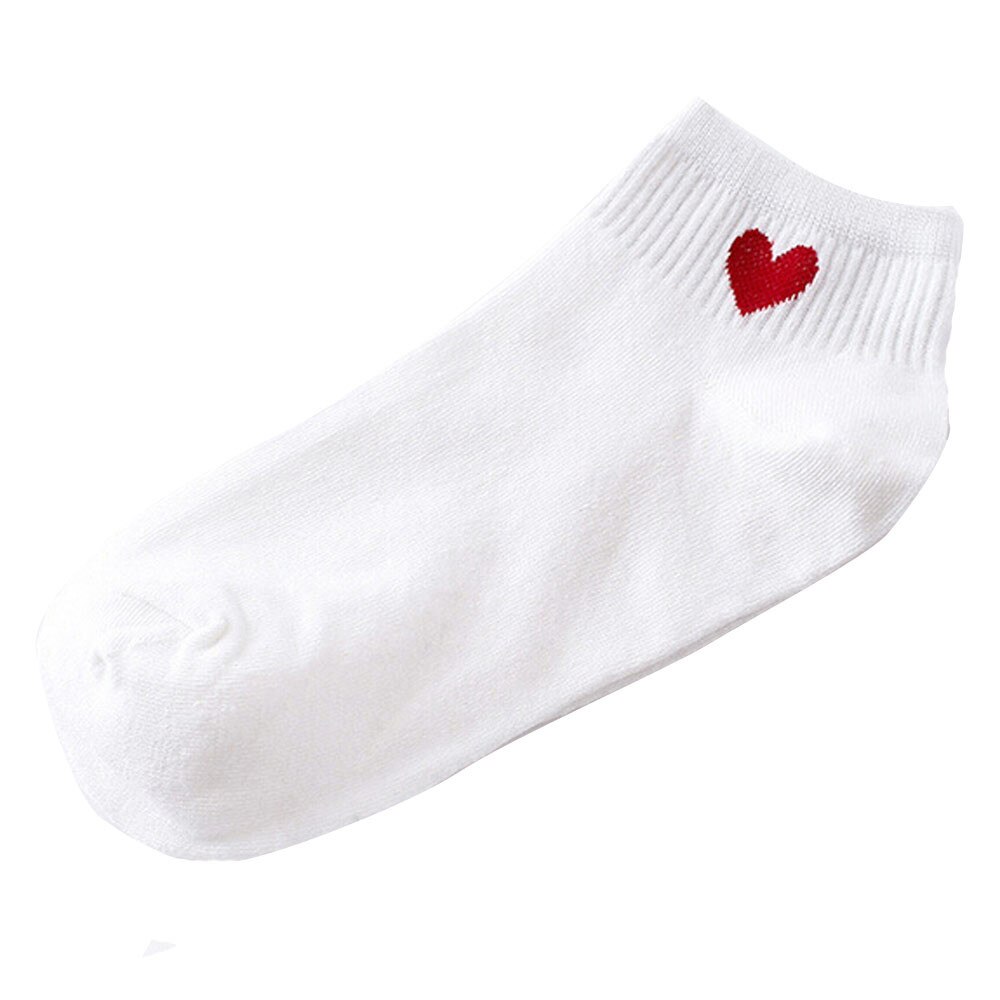 FREE OSTRICH 1 Pair Red Heart Cute College Wind Simple Basic Fresh Cotton socks women in spring summer: Red