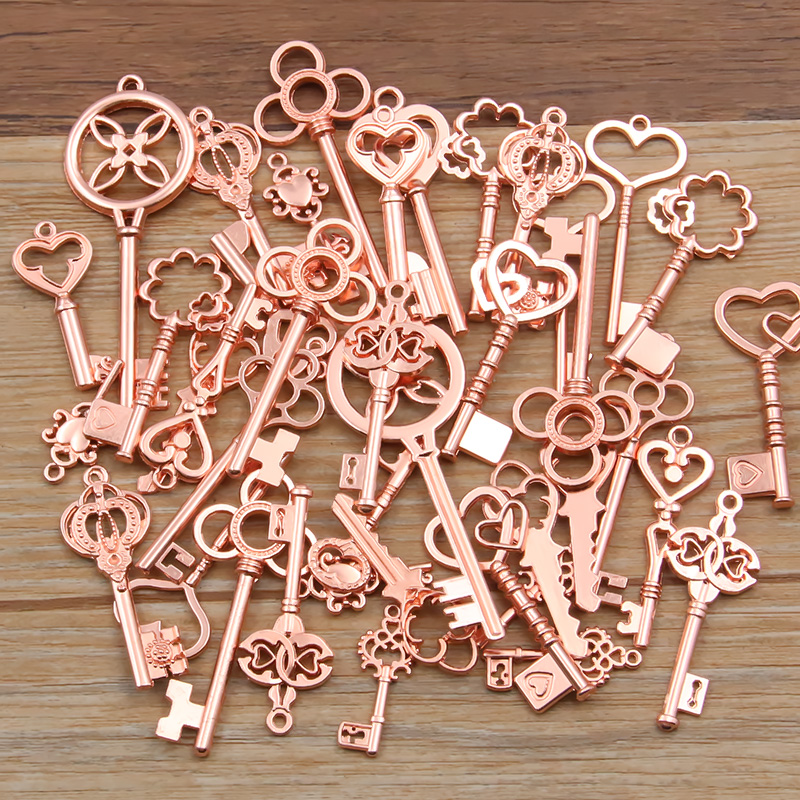 100g 50g 30g dijes de llave mezclados 6 pulseras de colores collar artesanía colgante de Metal para fabricación de joyería suministros de bricolaje al por mayor: 12 mm / YELLOW