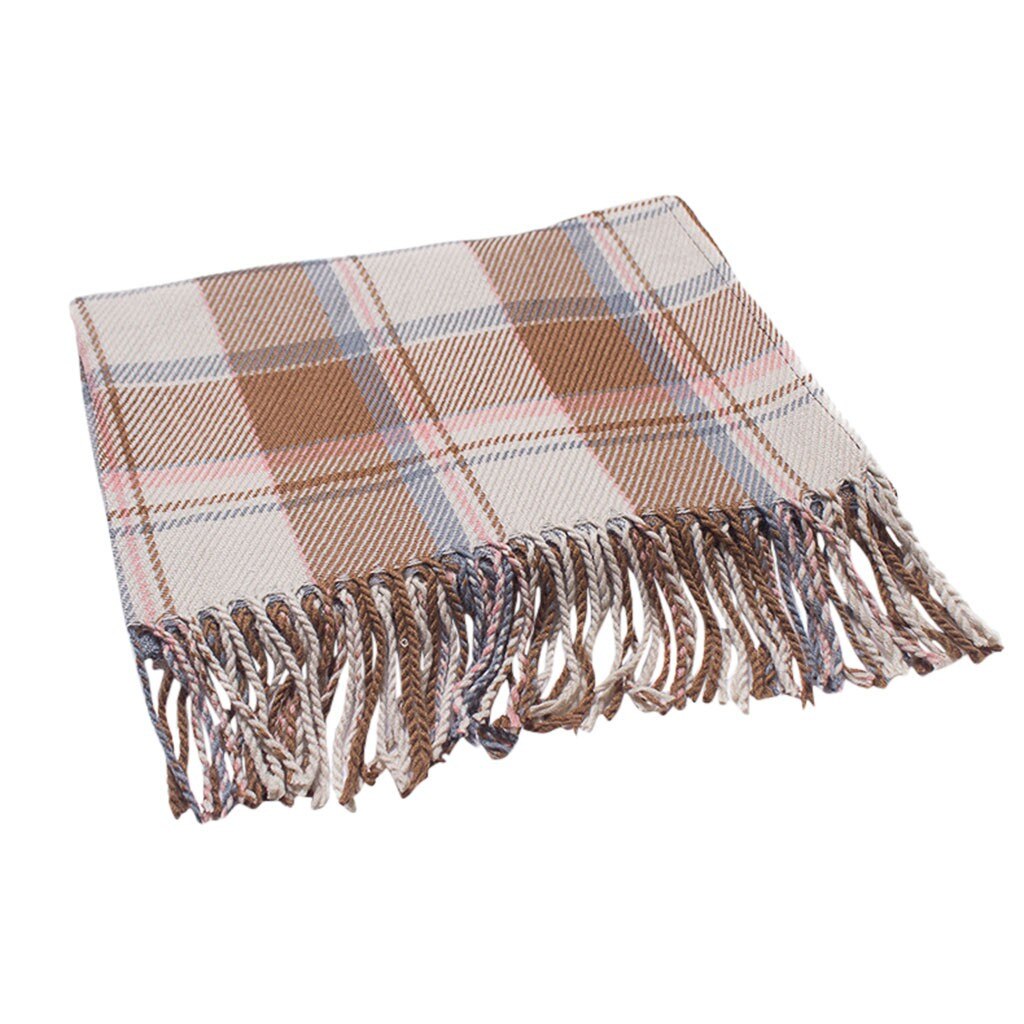 Hiver écharpe femmes Plaid écharpe femmes dames hiver écharpe épais gland Plaid écharpe décontracté longue nouvelle châle écharpe Plaid châle: C