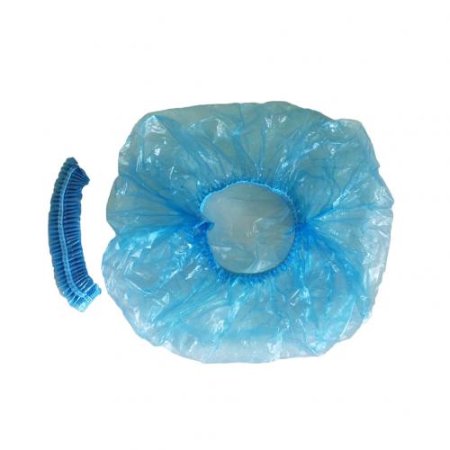 100Pcs Women Disposable Transparent Shower Hair Salon SPA Cap Protective Hat Anti-dust Protective Cap Shower Cap Hair Dye Cap: Blue
