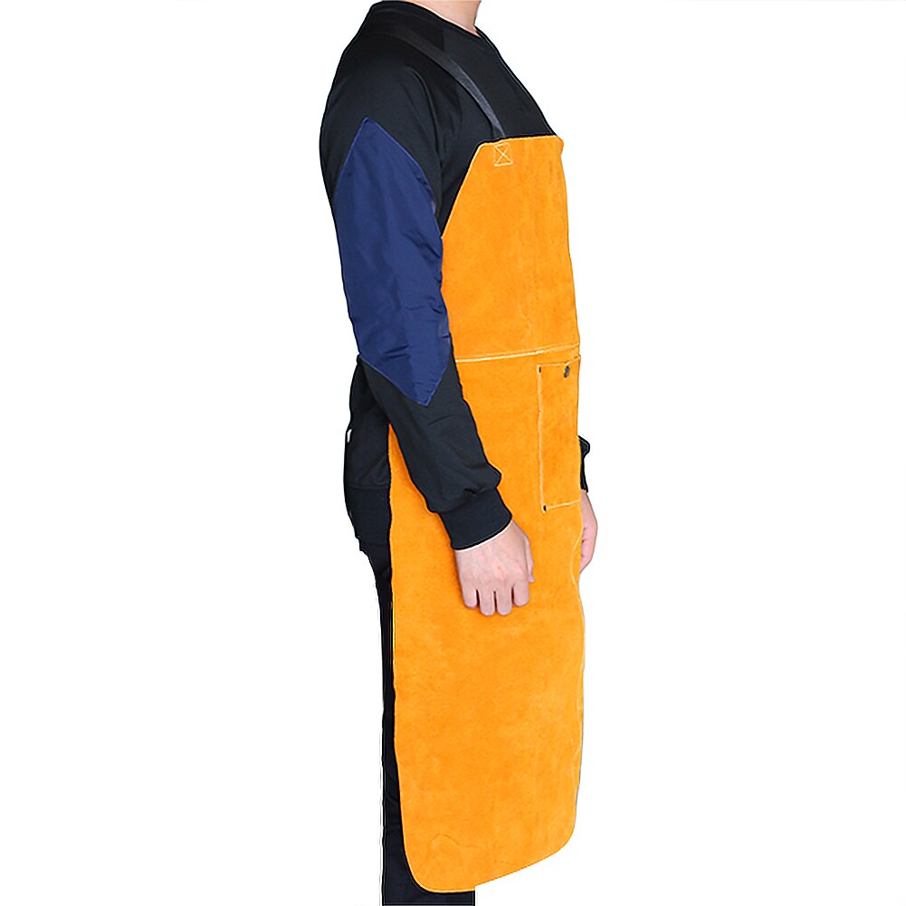 Welding Apron, Leather Welding Work Apron Heat Resistant & Flame Resistant Bib Apron, Heavy Duty Tools Shop Work Ap