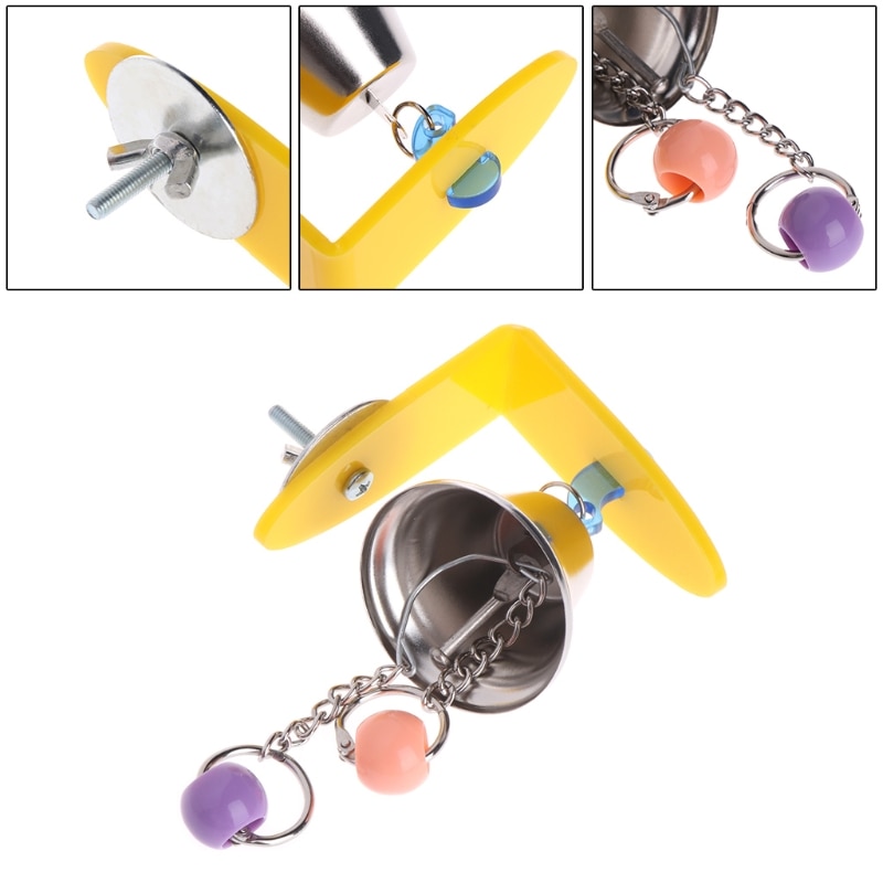 Campana para loro, juguetes, pájaros, jaula colgante para masticar, accesorios para morder, juego de abalorios de periquito