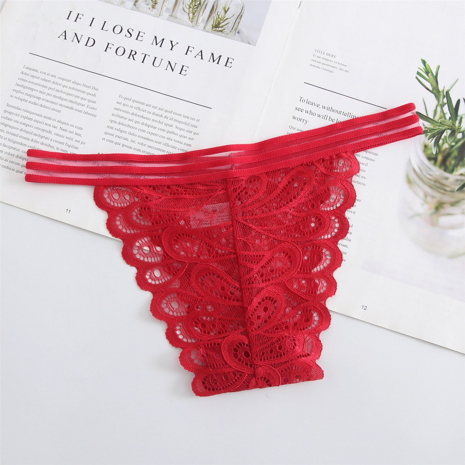 Women&#39;s Panties Thong Lace Underwear G-String Women&#39;s Sexy Low Waist Underpants Sexy Female Briefs T-Short Seamless Panties: L3 Red / XL 65KG-75KG