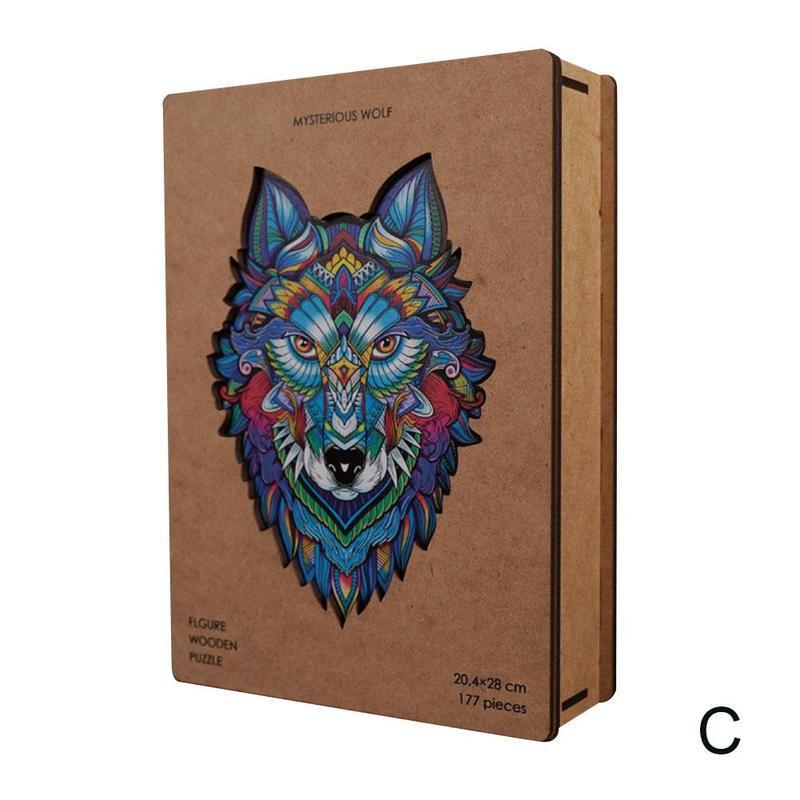 Puzzel Houten Puzzel Cartoon Dier Houten Legpuzzels Speelgoed Vroege Educatief Speelgoed Kerst Cadeau Voor Kinderen Cartoon Lion Dragon: C