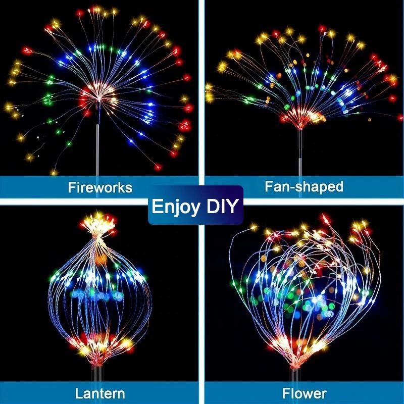 8 Modi Solar Feuerwerk Lichterkette Outdoor Garten Dekor Weg Lichter wasserdicht Hof Rasen Terrasse Landschaft Dekor Licht