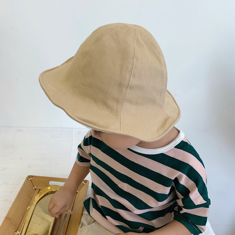 Barn pojkar tjejer sommar sol hattar enfärgade bomull baby hattar strand hatt hink hattar