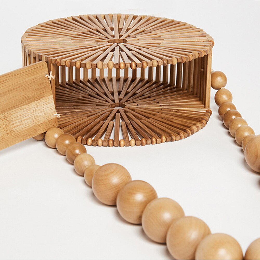 Borse a tracolla nuove da donna borsa a tracolla regalo in bambù intrecciata a mano borsa da spiaggia in bambù per il tempo libero borsa diagonale intrecciata rotonda creativa