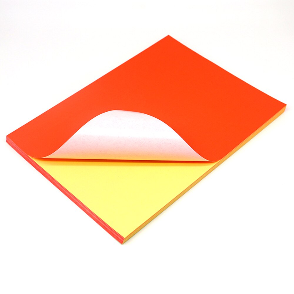 Colorful a4 Paper Self-adhesive Printer Paper Writable A4 Stickers: Fluorescent red