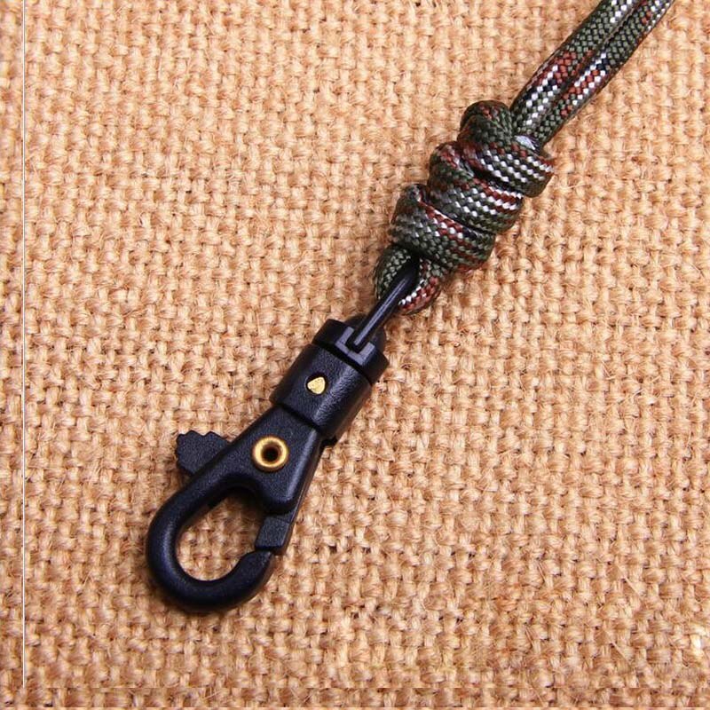 1pc håndlavede paracord lanyard nøglering til fløjter ledning nøgler id badge mobiltelefon klatring plastik klip hængende nakke reb lanyard: Camouflage grøn