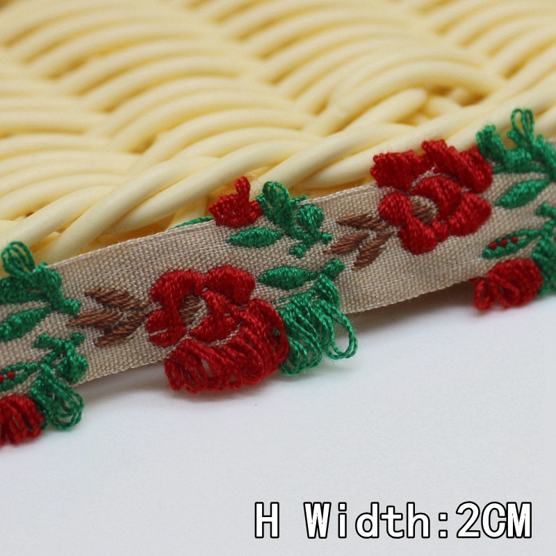 2 yards/lot japon doux Kawai style fille cheveux boucles d'oreilles et un chapeau de paille garni dentelle tissé jacquard sangle bricolage Zakka ruban: H 2CM