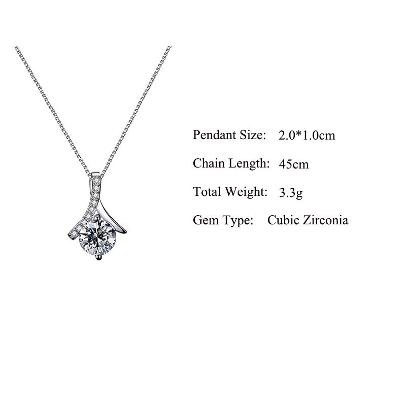 Pendant Necklace - Round AAA Zircon - Trendy Party Jewelry for Women - Tibetan Silver