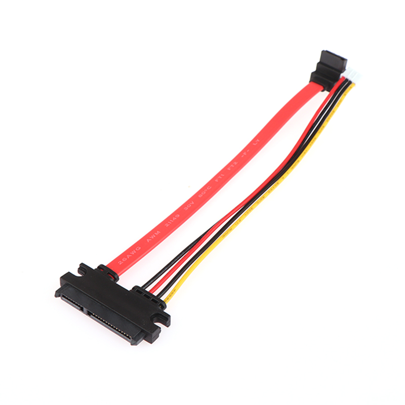 2- -in- -1 7- pins sata-datakabel  + 2.0mm 4- pins voedingskabel gecombineerd 7+15- pins 22p sata-conjoint cd/dvd-harde schijfkabel 20/40cm: Oranje