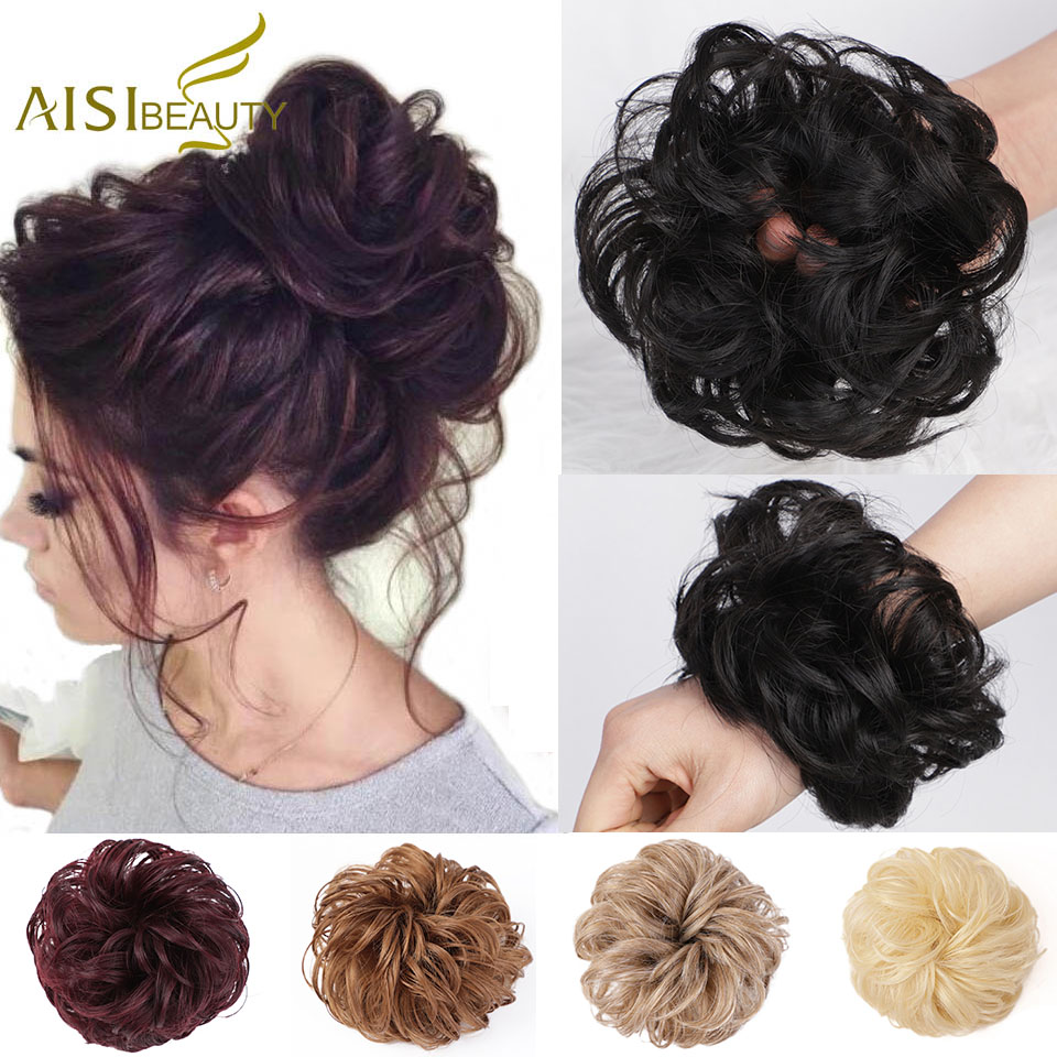 Moño de pelo sintético AISI BEAUTY, moño de goma elástica para el pelo, moño negro o marrón, extensores de goma para el pelo