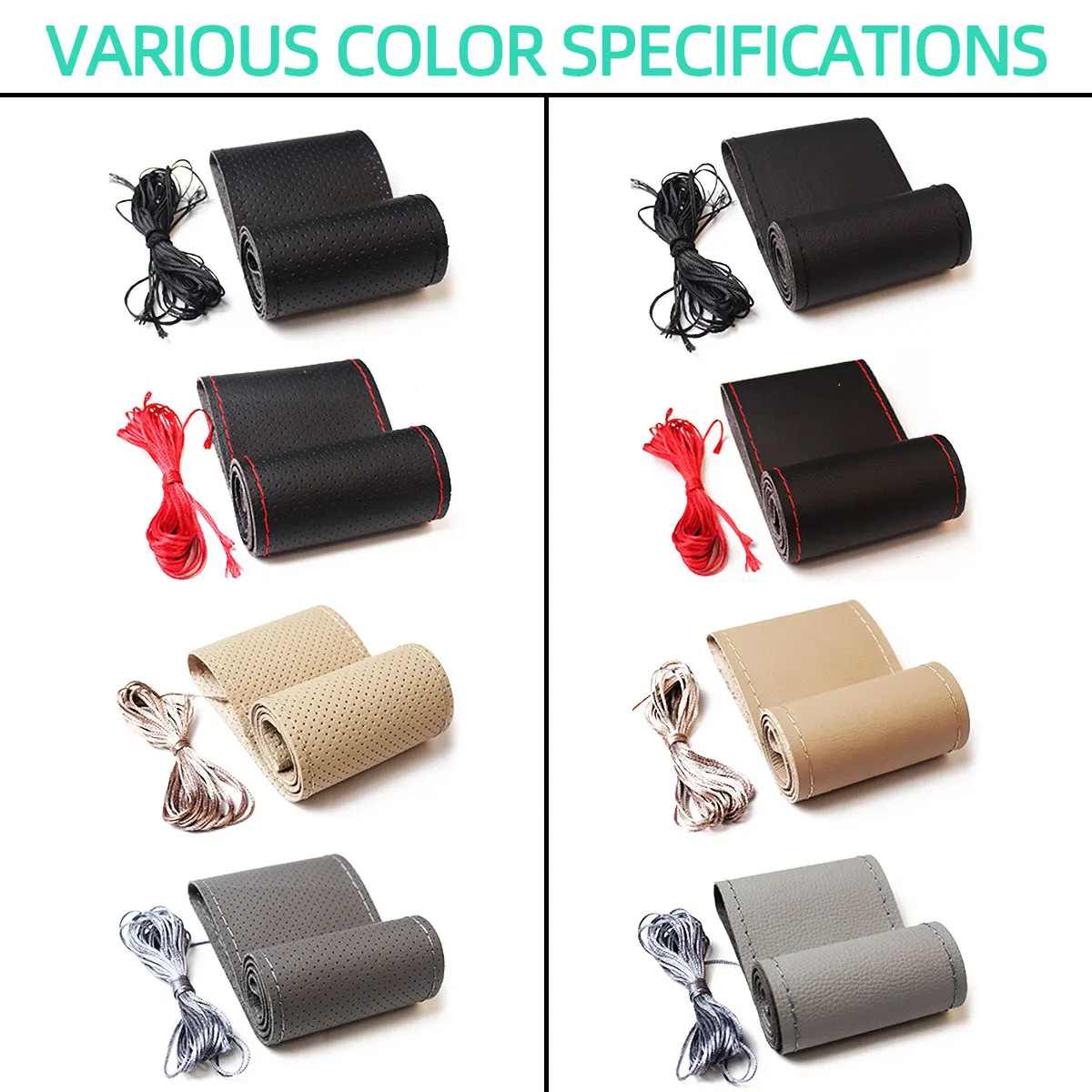 Auto lenkrad abdeckung Nadeln und Geflecht faden Kunstleder Auto abdeckungen Suite DIY Textur weiches Autozubehör 38cm