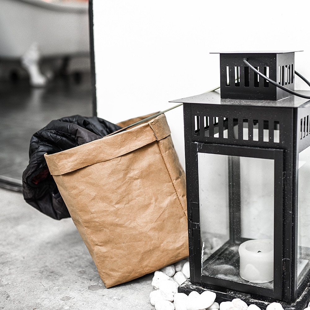 #25 vaskbar kraftpapirpose planteblomsterpotte multifunktionel opbevaringspose til genbrug af kunstvase, der kan genbruges til boligindretning