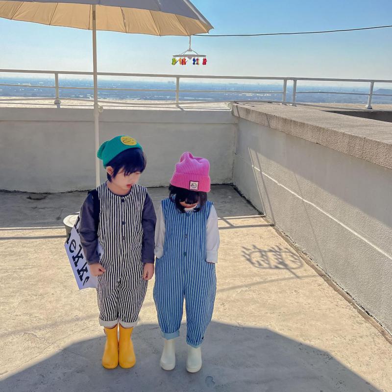 Kids Meisjes Overalls 2022 Katoen Verticale Strepen Lente Zomer Kleding Kind Jongens Mouwloze Mode Jumpuit