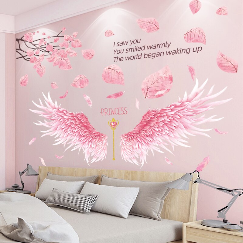 [Shijuekongjian] Boom Bladeren Muurstickers Diy Veer Vleugels Muurstickers Voor Woonkamer Kinderen Slaapkamer Nursery Huis Decoratie