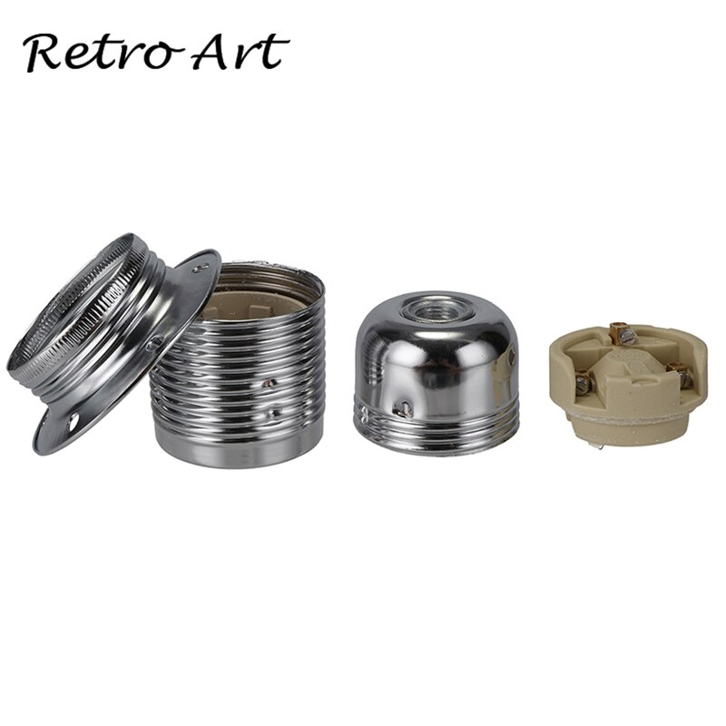 Metalen lamphouder E27 gepolijst vintage Edison lamp socket met ring