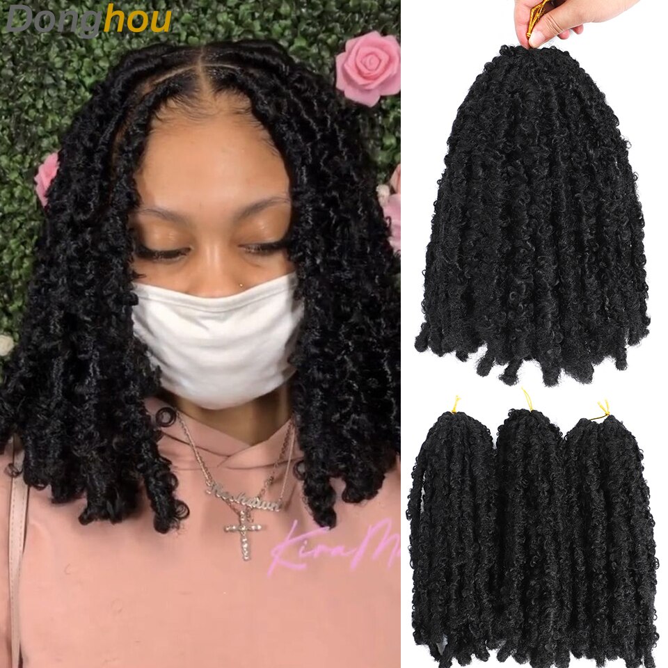 12 inches Real Butterfly Locs Bob Crochet Hair Naturel 613 Blonde 30 27 Bug Colored Ombre Butterfly Distressed Locs Crochet Hair: 1B Color / 6Pcs/Lot