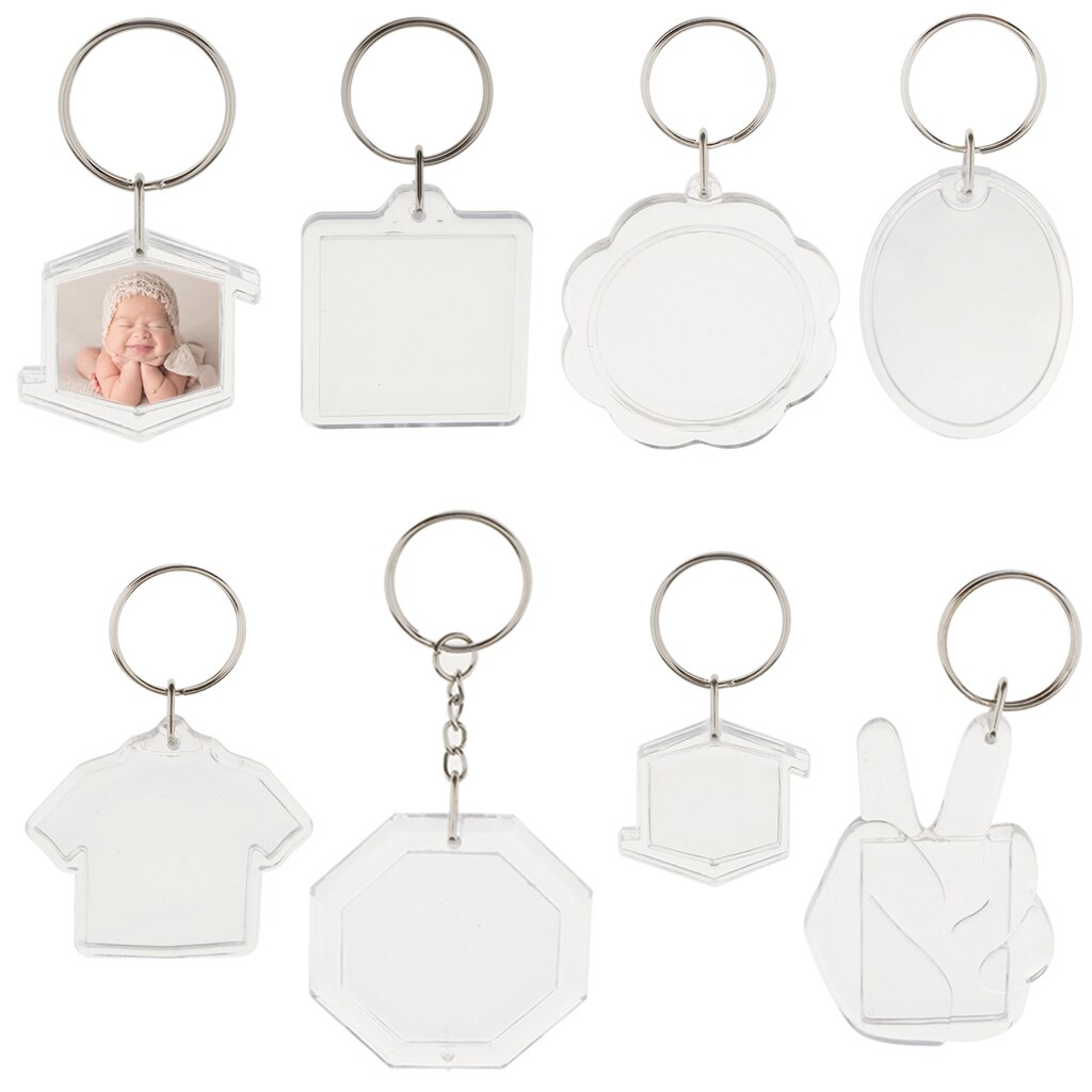 10Pieces Square Shape Blank Insert Photo Picture Frame Split Ring Keychain
