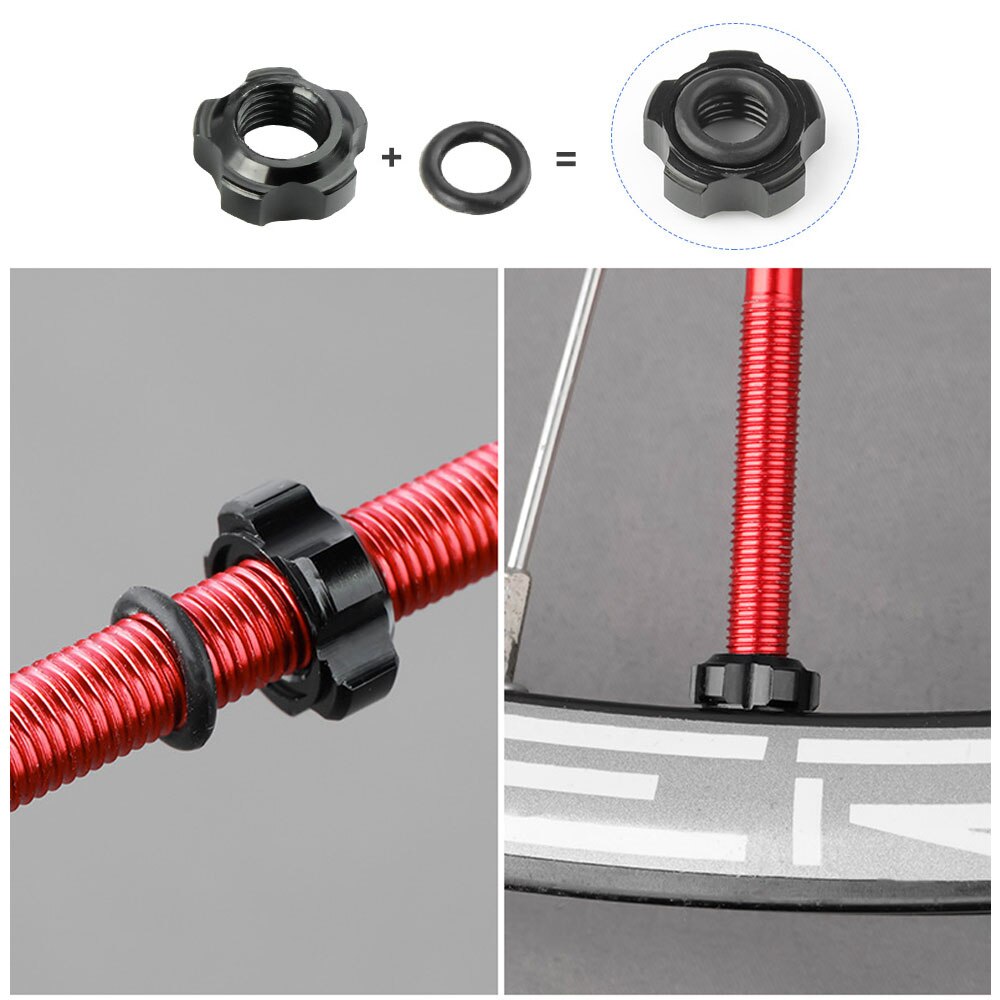 Écrou de Valve de vélo de route avec rondelle, 2 bouchons de Valve, vtt, Presta, écrou fixe de Valve de pneu, accessoires de Protection de cyclisme