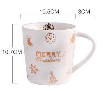 Christmas Coffee Mugs 500ml Large Capacity Christmas Ceramic Milk Tea Cup Drinking Water Bottle: white Matte