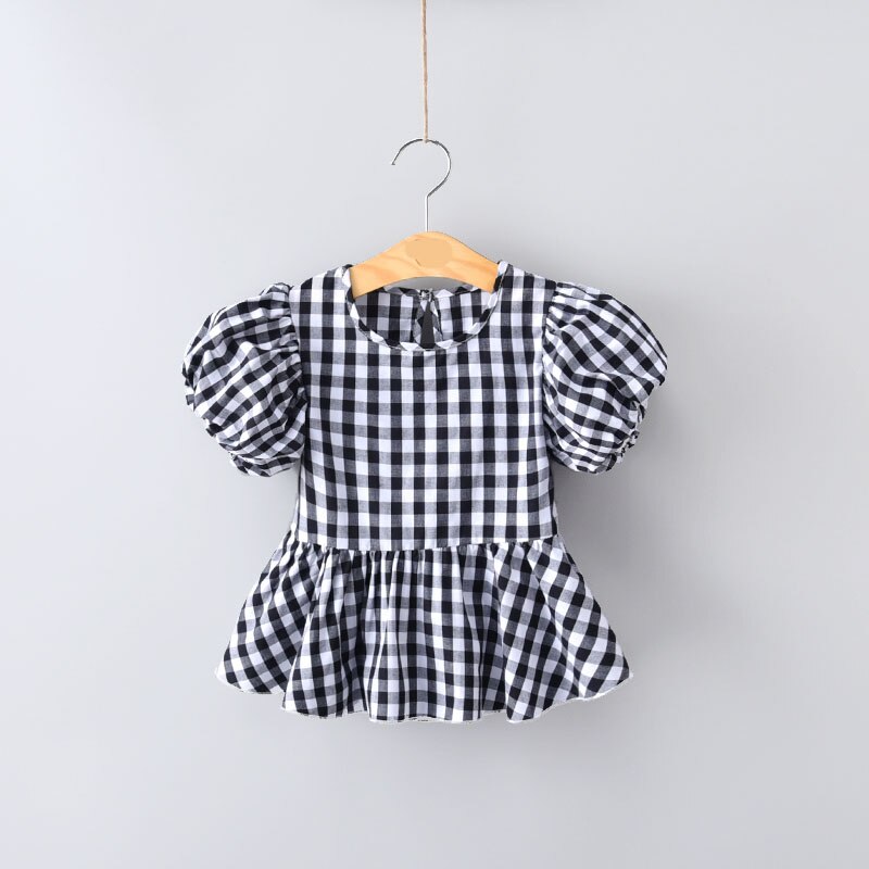 Girls Blouses Cotton Children Tops Summer School Girl Blouse Kids Clothes Girls Shirt Short Sleeve infant toddler plaid