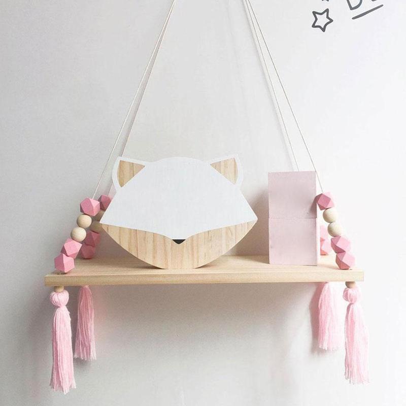 Nordic Stijl Opslag Display Plank Houten Plank Muur Opknoping Ornamenten Kwastje Kralen Hanger Voor Kinderkamer Decoratie Foto Props
